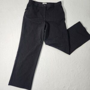 Dress barn gray pinstriped relaxed fit trousers with purple stripe Sz 16